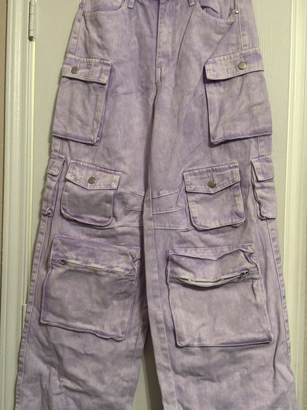 Fashion Nova Lavender Cargo Pants with Multi-Pocket Design